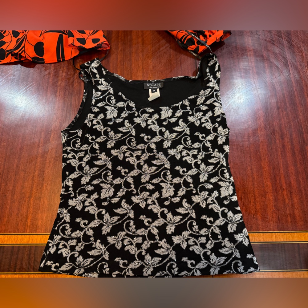 Xscape Women's Black and White Tank Top